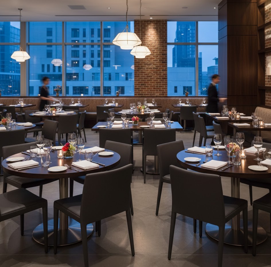 Restaurant dining tables created by Carestudio for Dublin restaurant