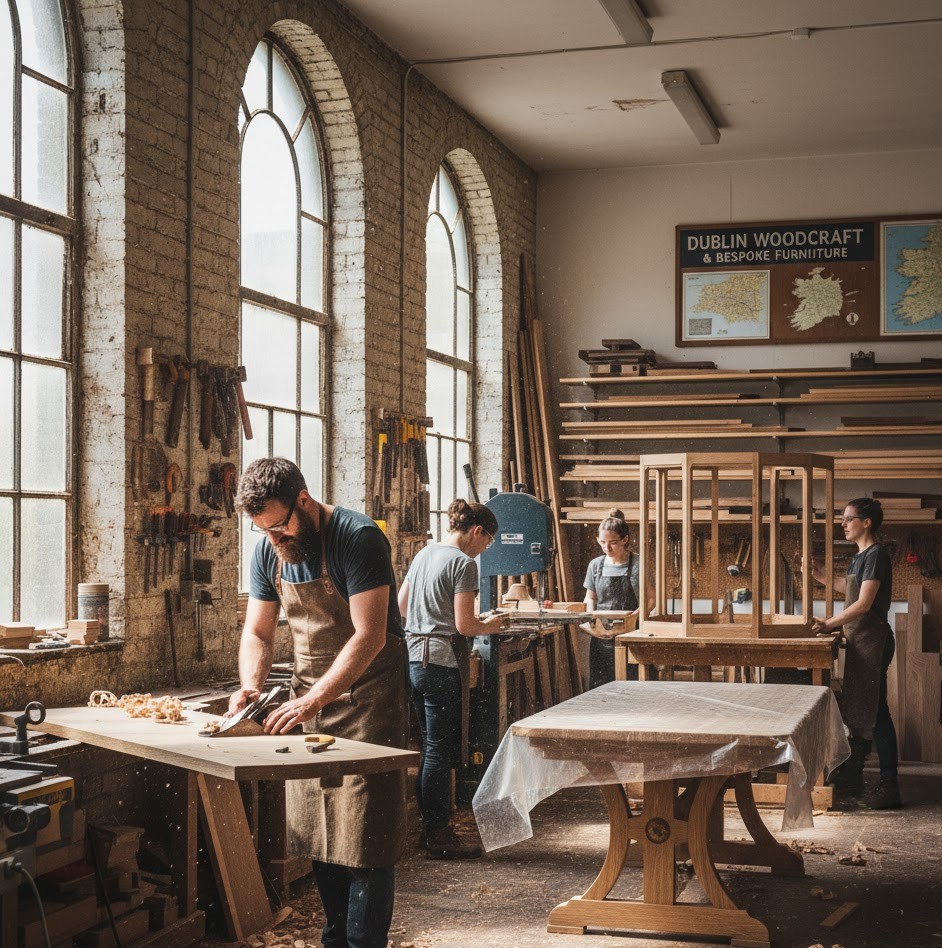 Carestudio craftsmen working in Dublin workshop on custom furniture