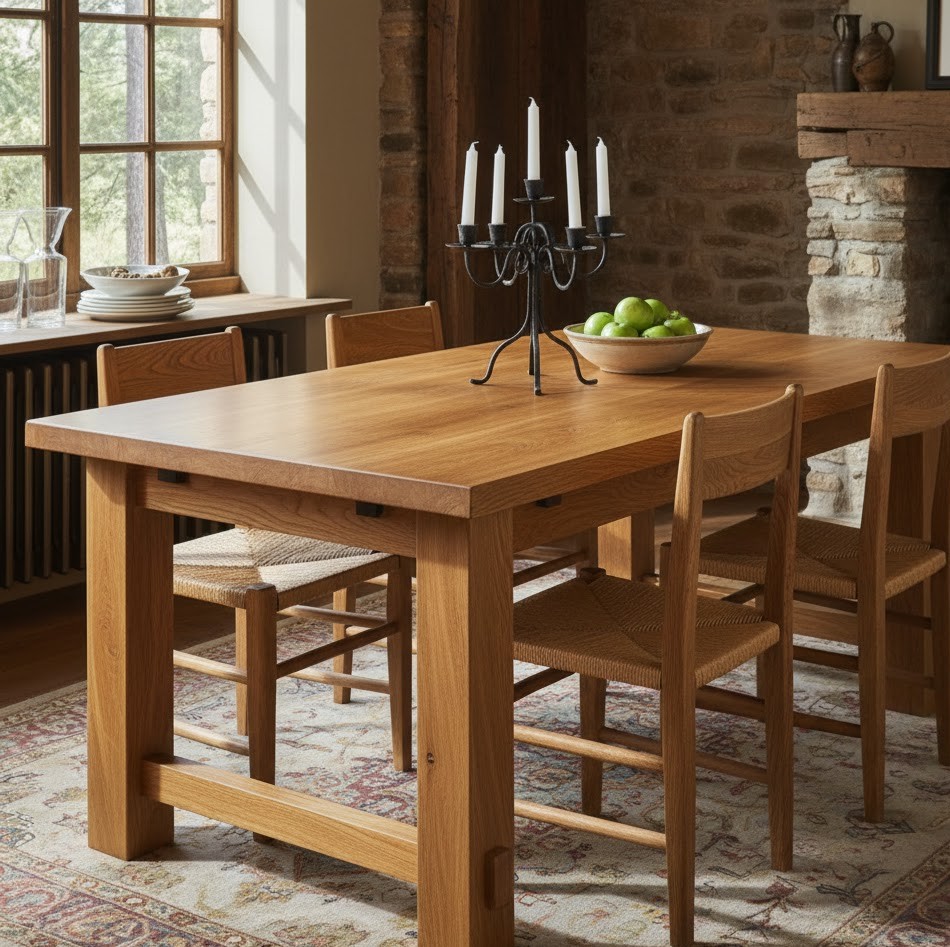 Custom solid oak dining table crafted by Carestudio for Dublin home